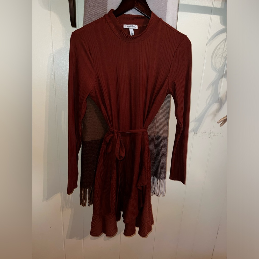 Burnt Orange Long Sleeve Dress
